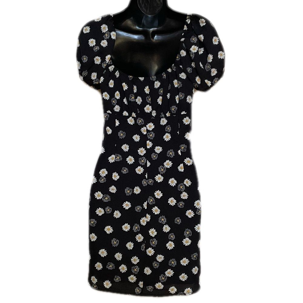 BP Ditsy Floral Tie Front Minidress | Size Medium | Black | NWOT - Picture 5 of 5